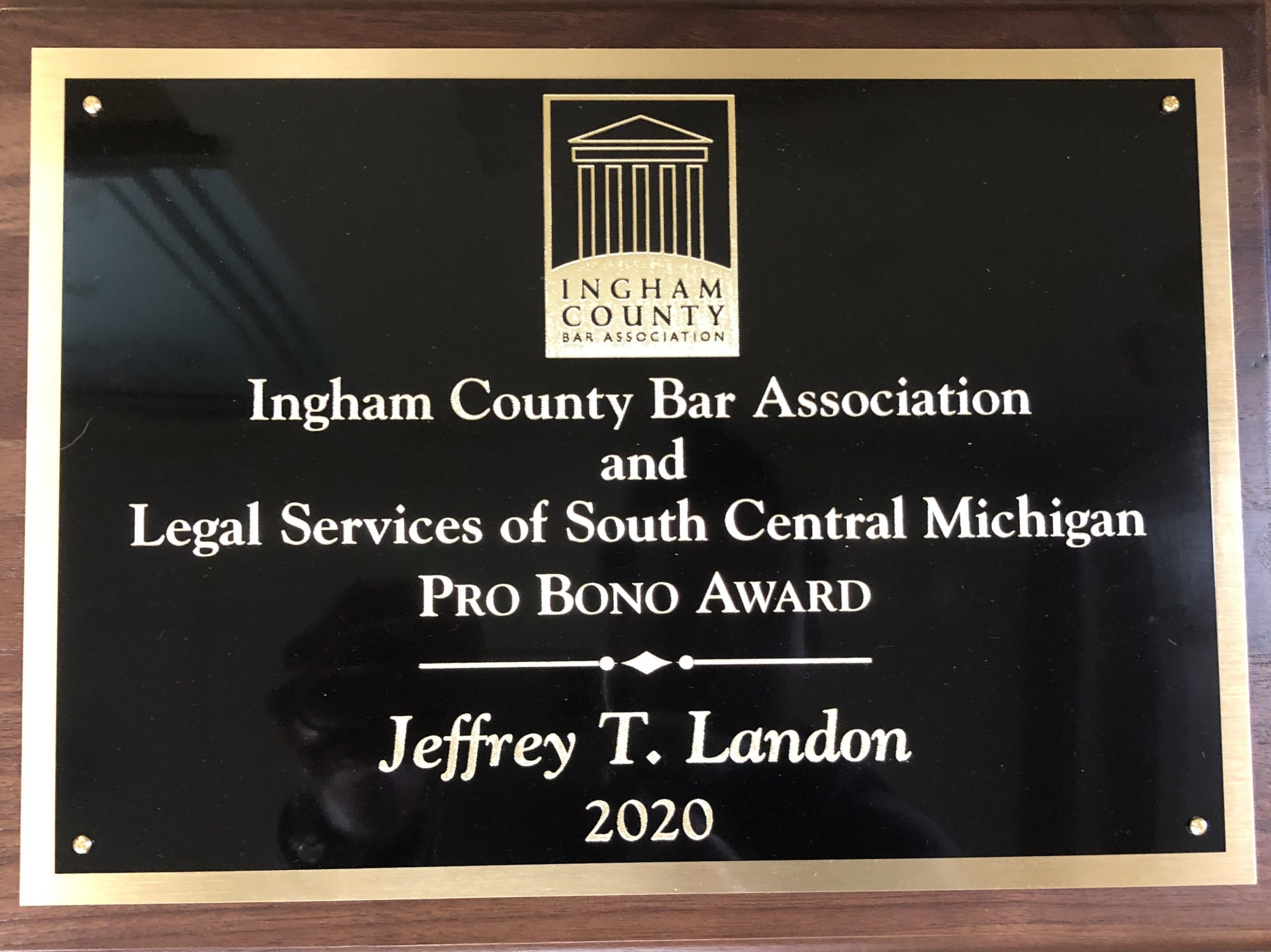 Pro Bono award granted to Jeffrey Landon